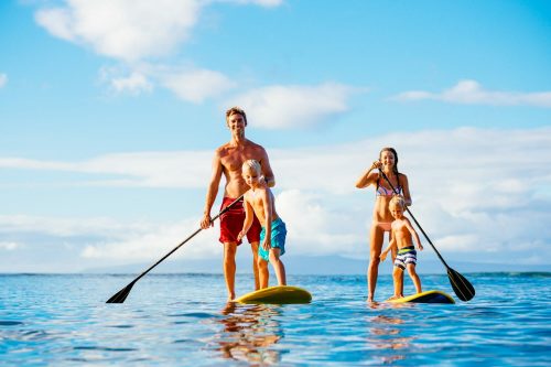 Club Urlaub Familie Stand Up Paddelboard Wasser Fitness Kinder